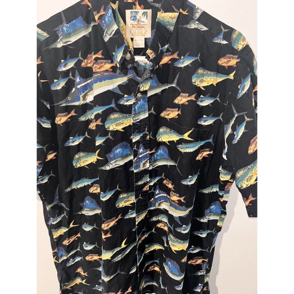 Hawaiian Shirt Vintage John Severson Fish AOP Button Up Shirt Size Large Cotton - Picture 4 of 5